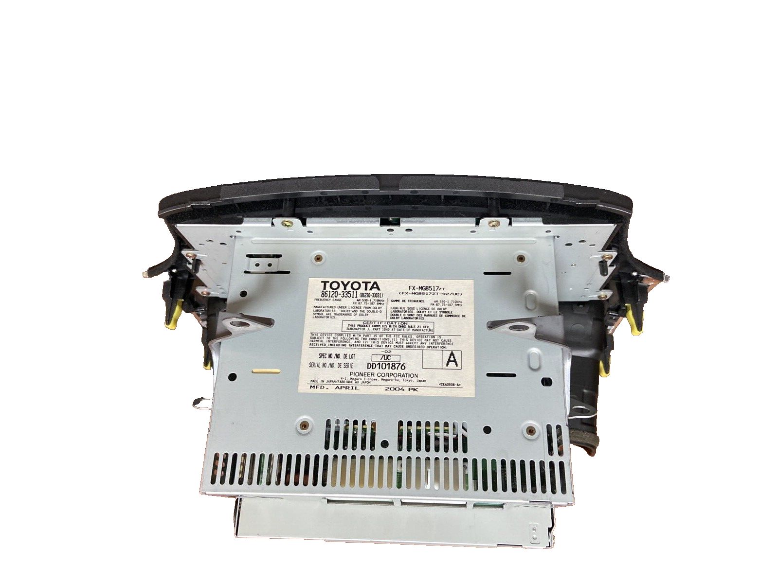 2004 Lexus ES 300 Radio Receiver And Control Face Panel With Dual Air Vents