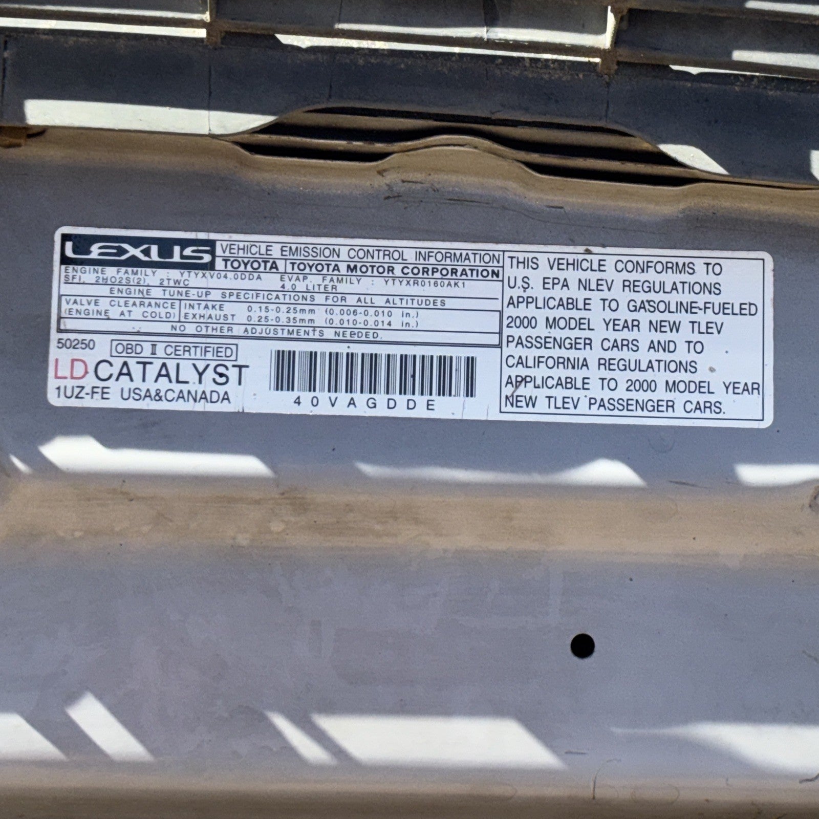 1998-2000 LEXUS LS400 Front Hood Bonnet Shell Panel Cover Assembly OEM Silver