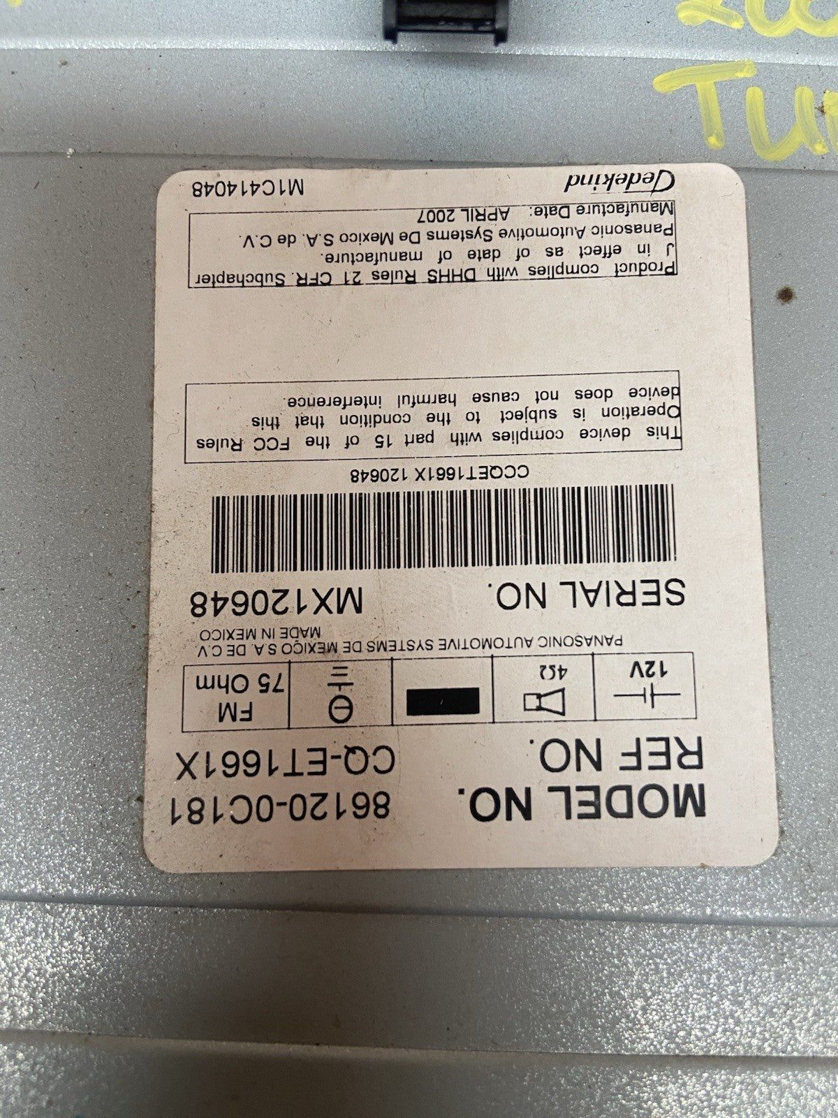 2007-2013 Toyota Tundra AM/FM/CD/MP3 Radio Receiver OEM 86120-0C181
