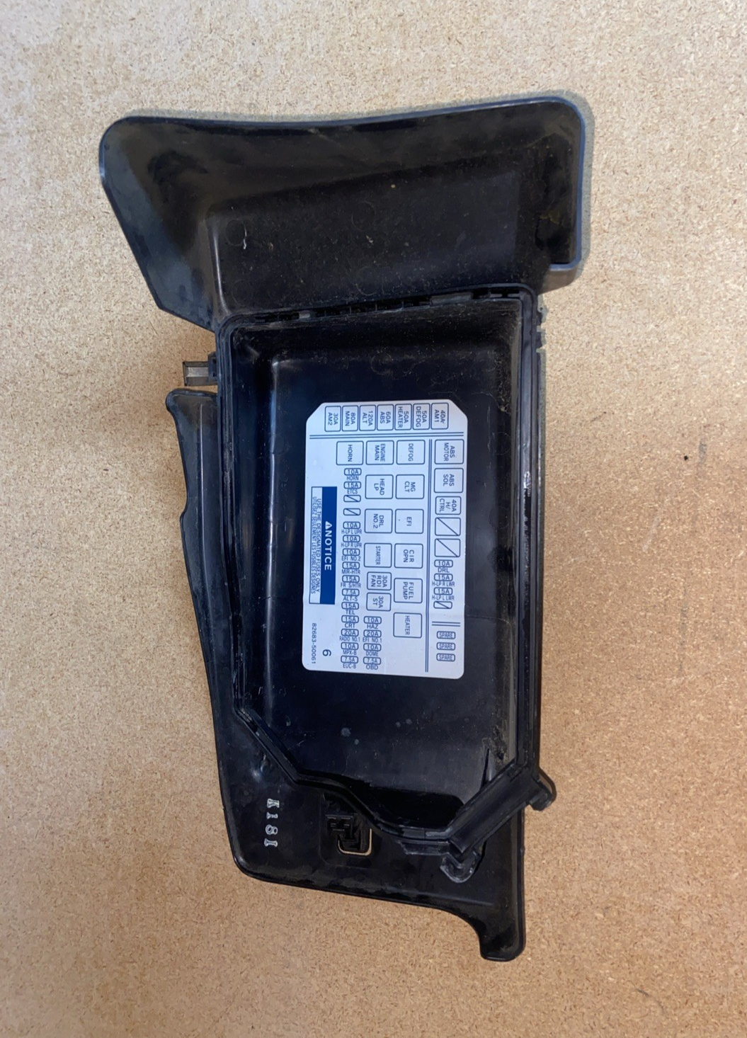 1995-2000 Lexus LS 400 Fuse and Relay Block Upper Cover with Caution Plate OEM