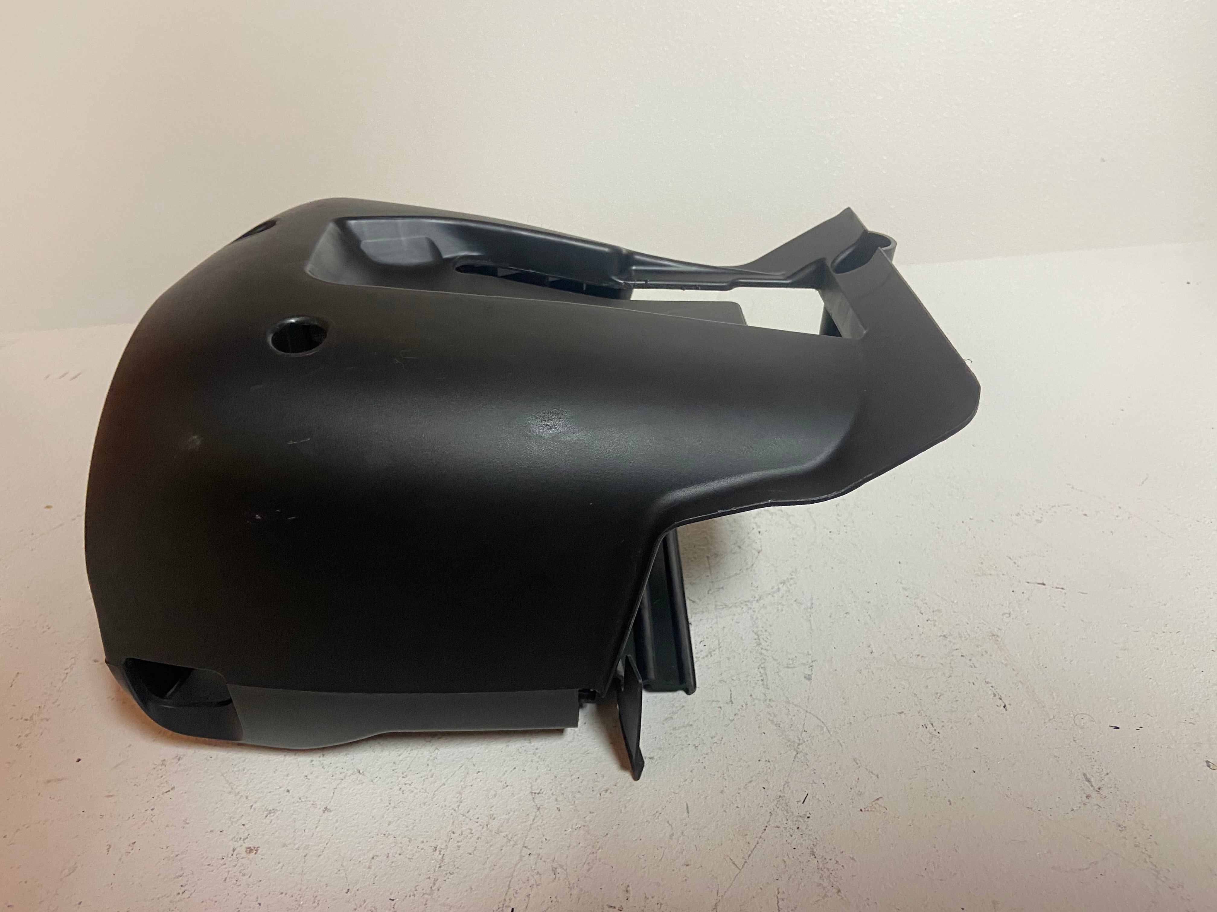 Black plastic steering column shroud cover with top slot and side tabs